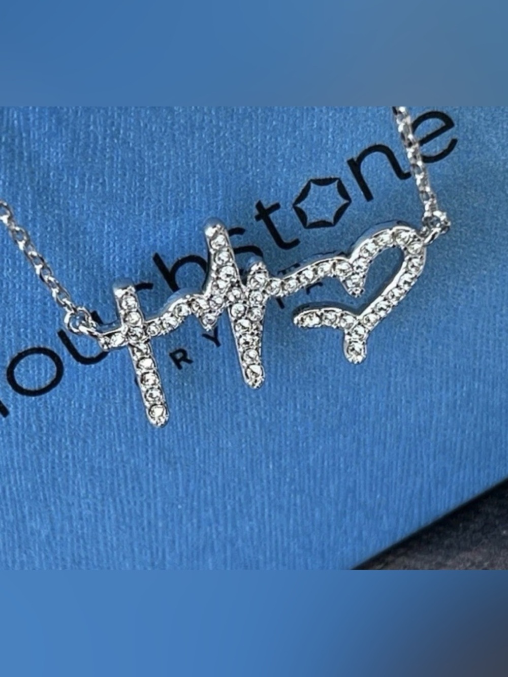 TSC Swarovski Faith Hope Love Necklace Silver $59 Retail Value BNIB